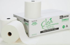 CL990W Cle 8" PREMIUM WHITE CONTROLLED-USE HAND TOWEL - 925', 6/case - P0501